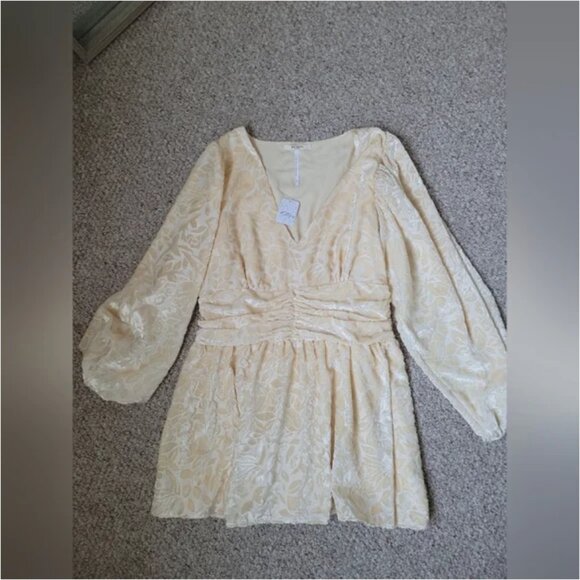 Free People NWT Jen Rossi Velvet Gold Mini Dress size XL - Picture 7 of 7